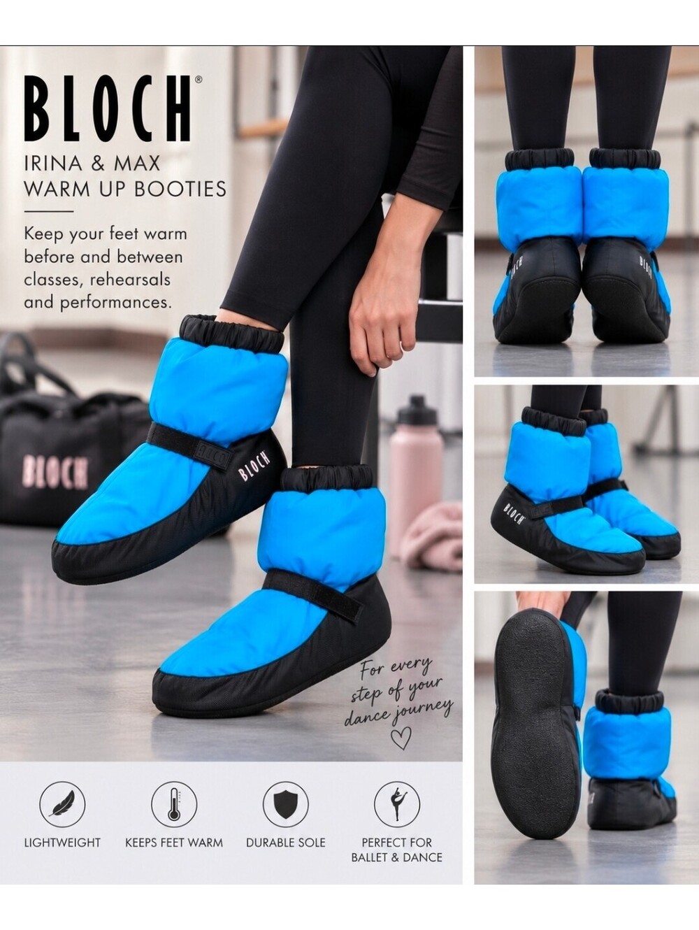 Bloch Irina & Max Warm Up Booties Blue Black Dance Ballet Size M